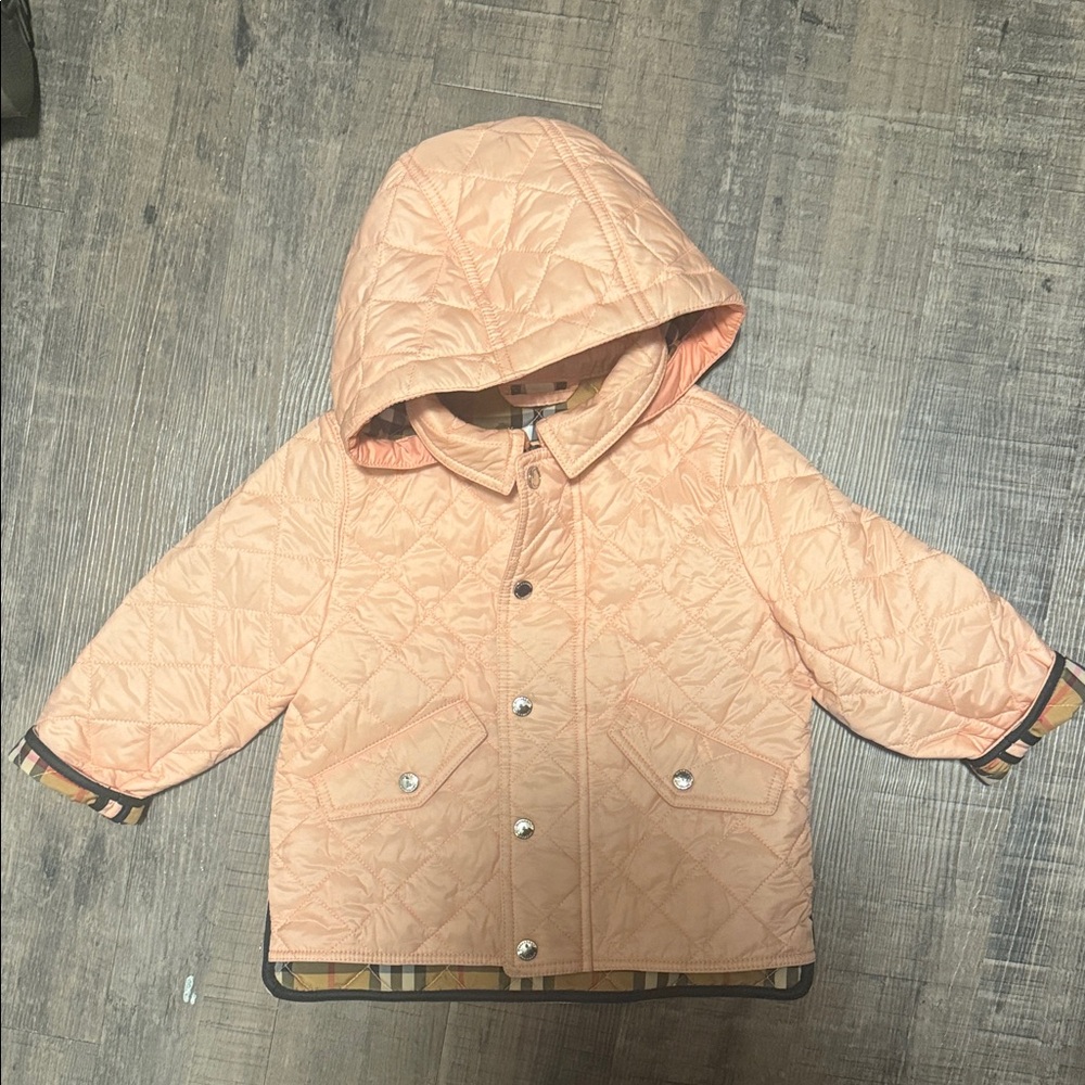 Baby Peach Burberry Quilted Jacket 18m